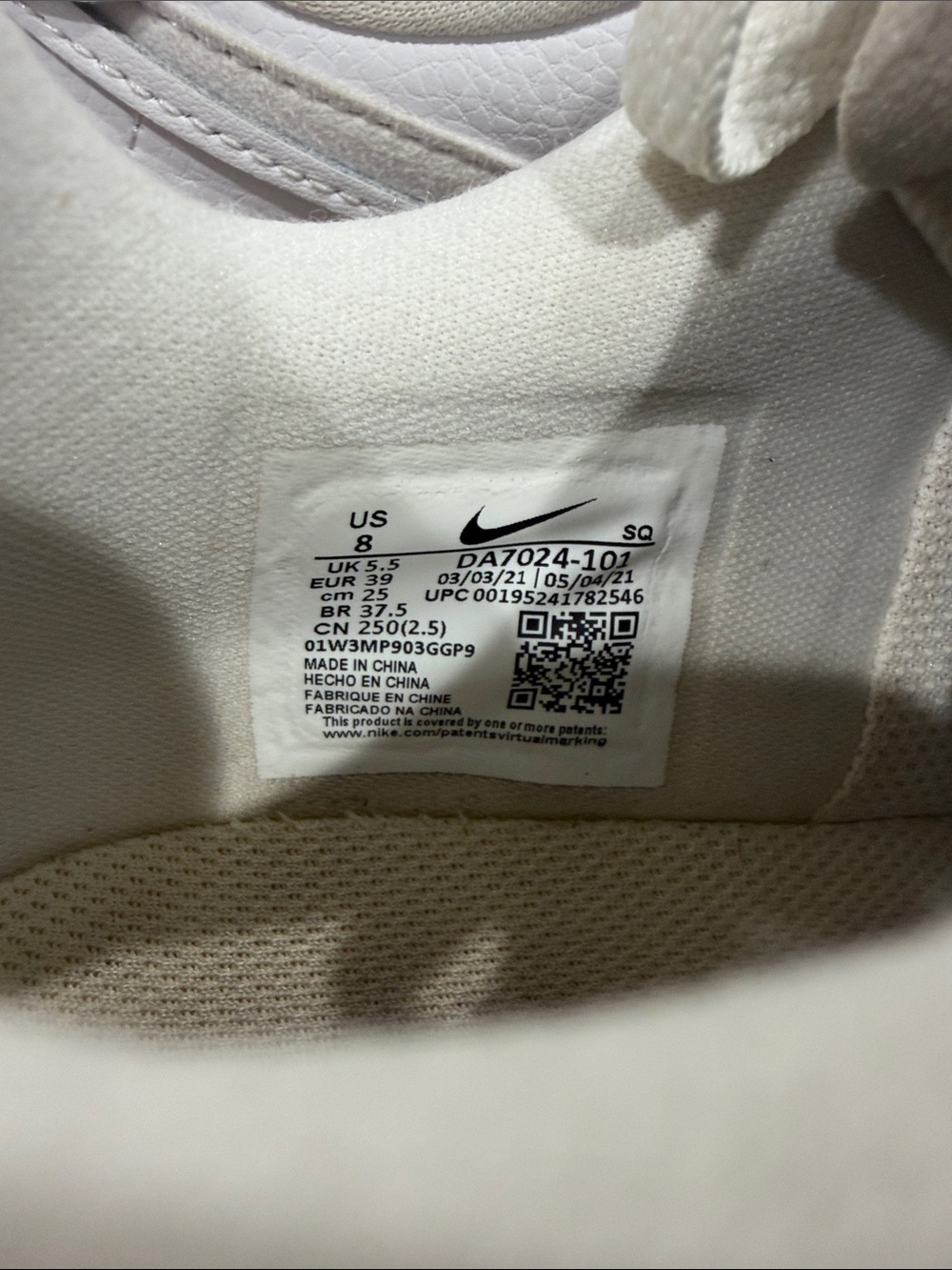 Nike White Leather Low-Top Sneakers with Yellow Heel Tab - Picture 5 of 7